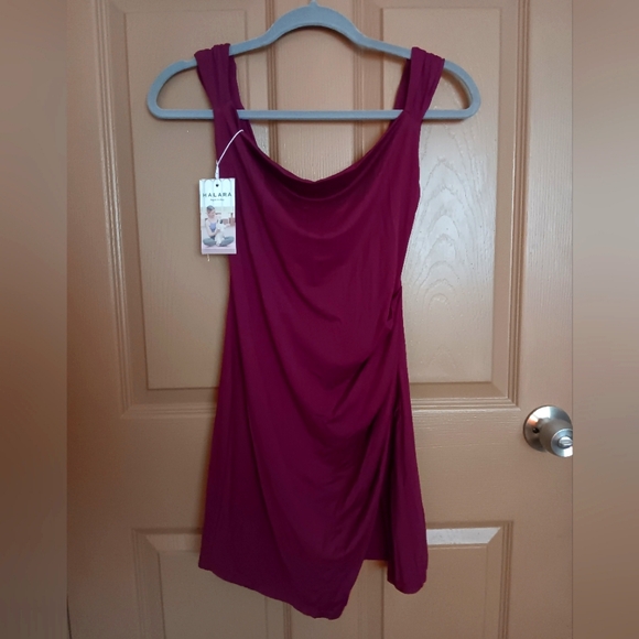 Halara Purple Tie Open Back Sleeveless Lace Up Split Hem Dress Red Violet - Picture 13 of 14
